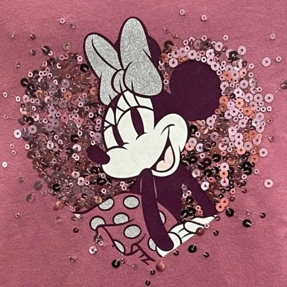 Disney Jumping Beans Minnie Mouse Pink Sequin Tiered Pleated‎ Dress Kids Size 10
